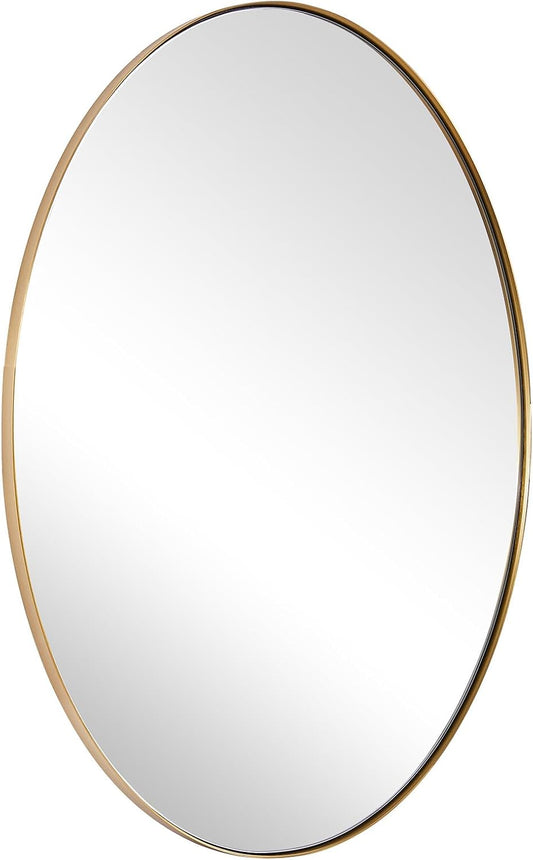 ANDY STAR Gold Oval Mirrors for Bathroom, 24x36 Inch Brushed Gold Stainless Steel Metal Framed Oval Wall Mirror, Modern Vanity Mirror Wall Mount Horizontal or Vertical