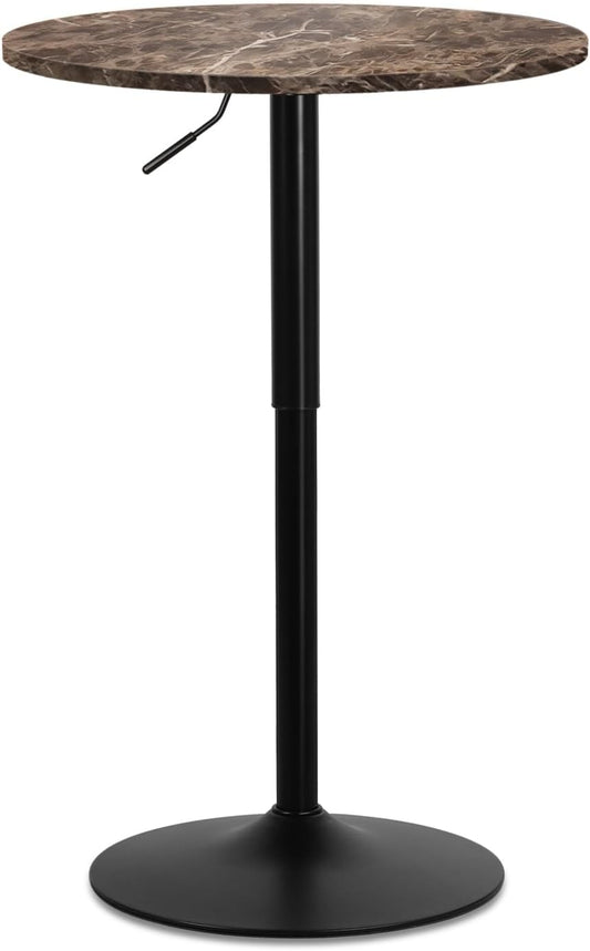 Athena Collection Modern Bar Table Round Top Height Adjustable, Tall Bistro Pub Cocktail Table Height Top and Sturdy Base, Suitable for Home Kitchen Pub Restaurant Outdoor, Brown