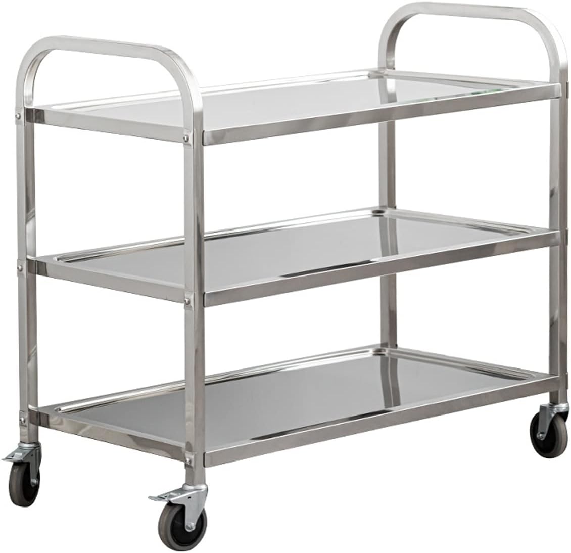 uyoyous 3 Tier Large Heavy Duty Stainless Steel Utility Cart 37"x20"x37" Industrial Serving cart with 360°Rotation Wheels Kitchen Island Stainless Steel Storage Trolley for Hotel Restaurant Home Use