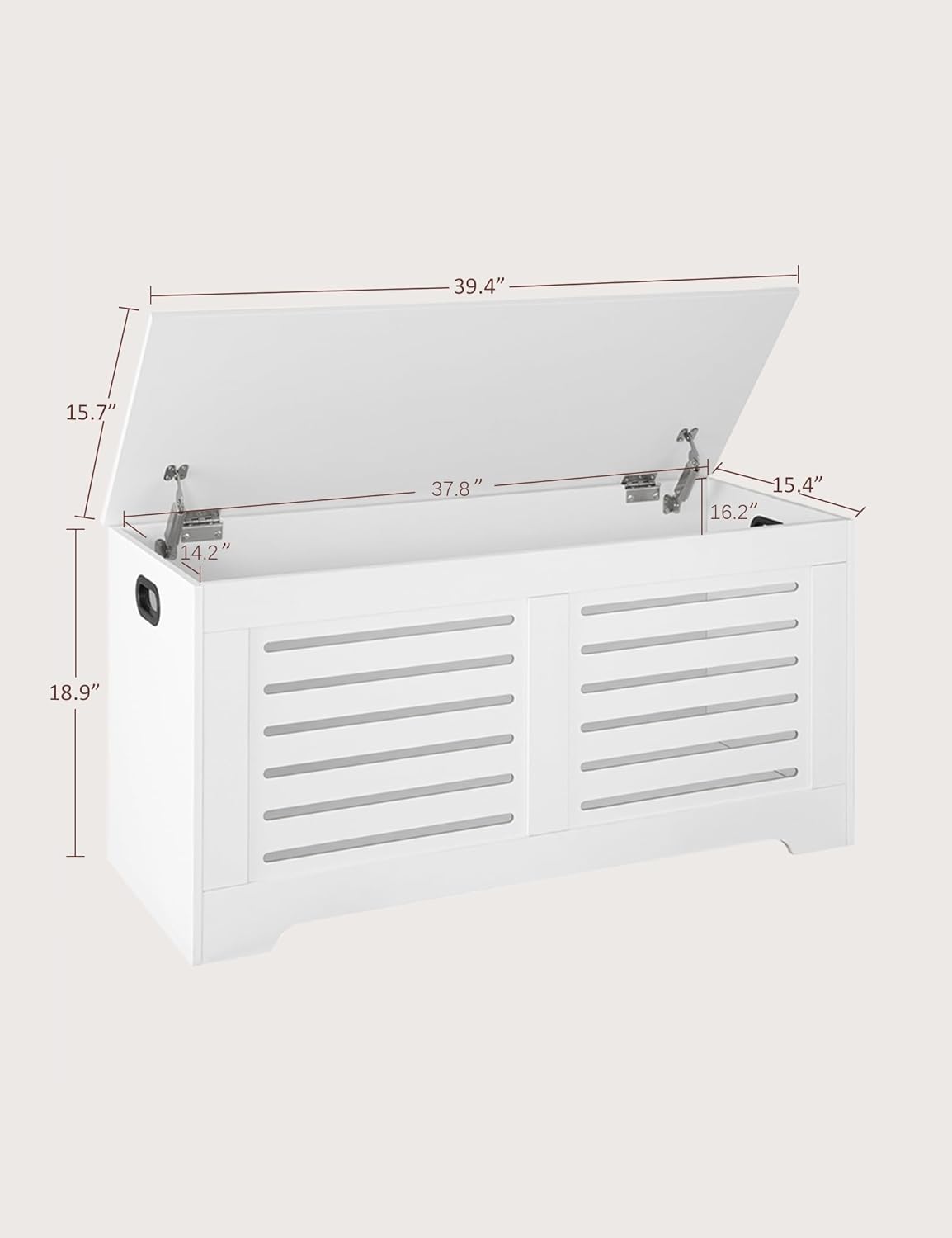 DINZI LVJ Storage Chest, 39.4”Wooden Toy Box with 2 Safety Hinges, Retro Entryway Shoe Storage Bench with Flip-Top, Sturdy Large Storage Trunk for Living Room, Bedroom, Easy Assembly, White