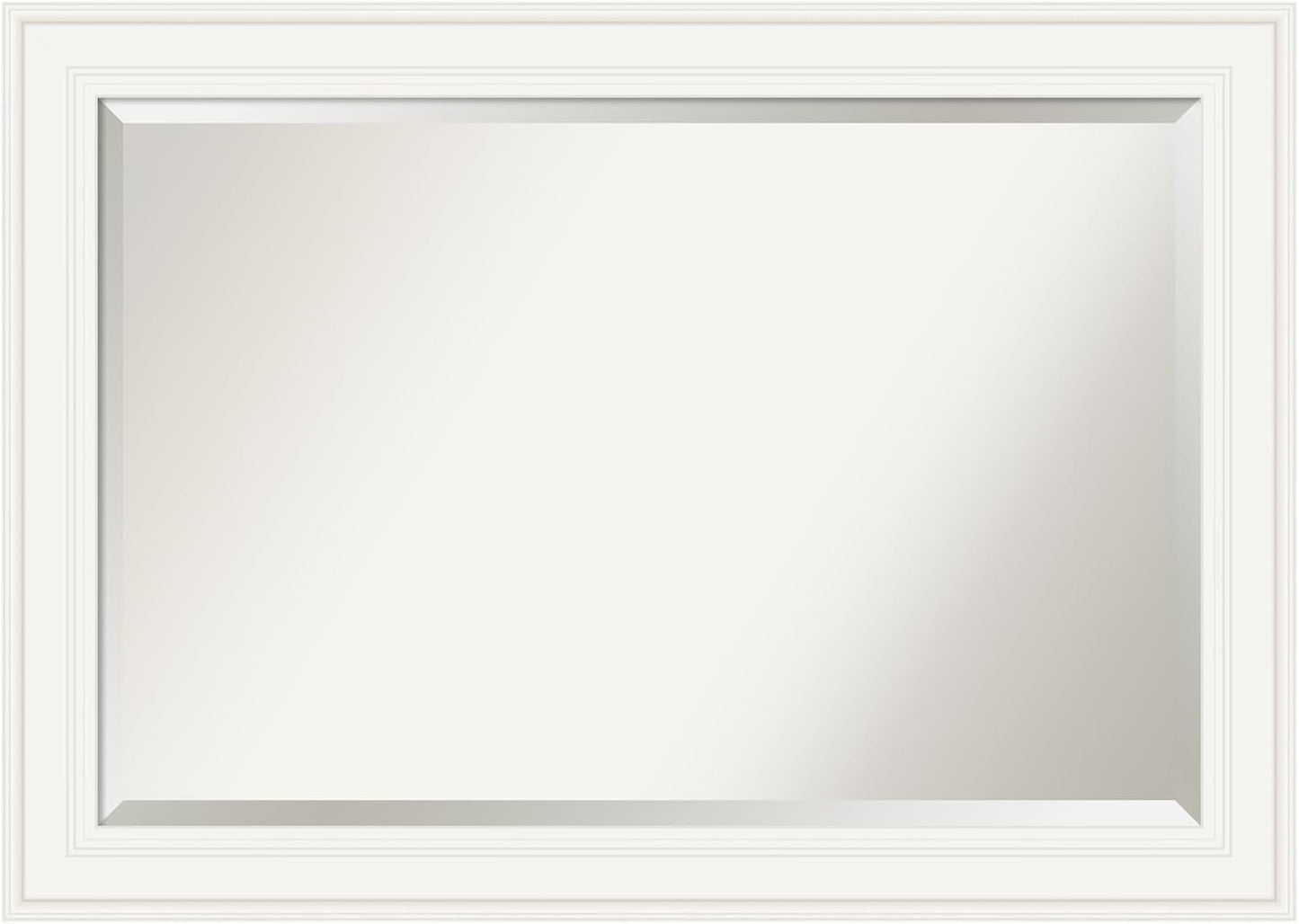 Amanti Art White Bathroom Mirror for Over Sink, 30x42 Ridge White Rectangle Vanity Mirror, Large Traditional Frame, Hangs Horizonally and Vertically, Bathroom Wall Decor, Beveled Edge from WI, USA