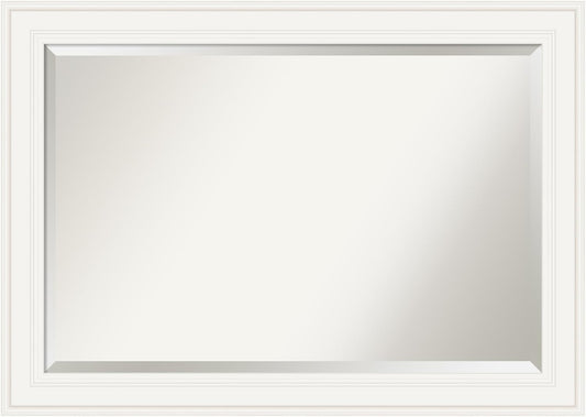 Amanti Art White Bathroom Mirror for Over Sink, 30x42 Ridge White Rectangle Vanity Mirror, Large Traditional Frame, Hangs Horizonally and Vertically, Bathroom Wall Decor, Beveled Edge from WI, USA