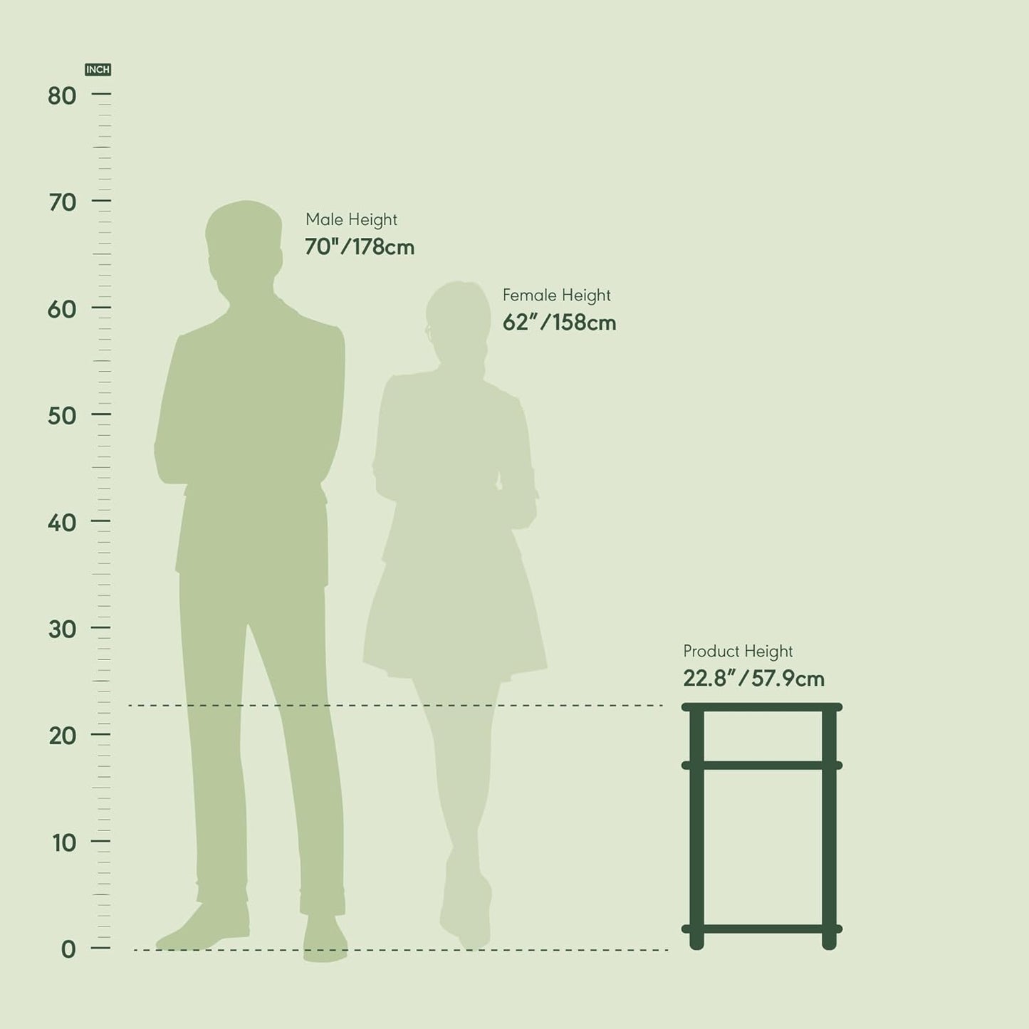 Furinno Just 3-Tier Turn-N-Tube End Table / Side Table / Night Stand / Bedside Table with Plastic Poles, 1-Pack, Sonoma Oak/White