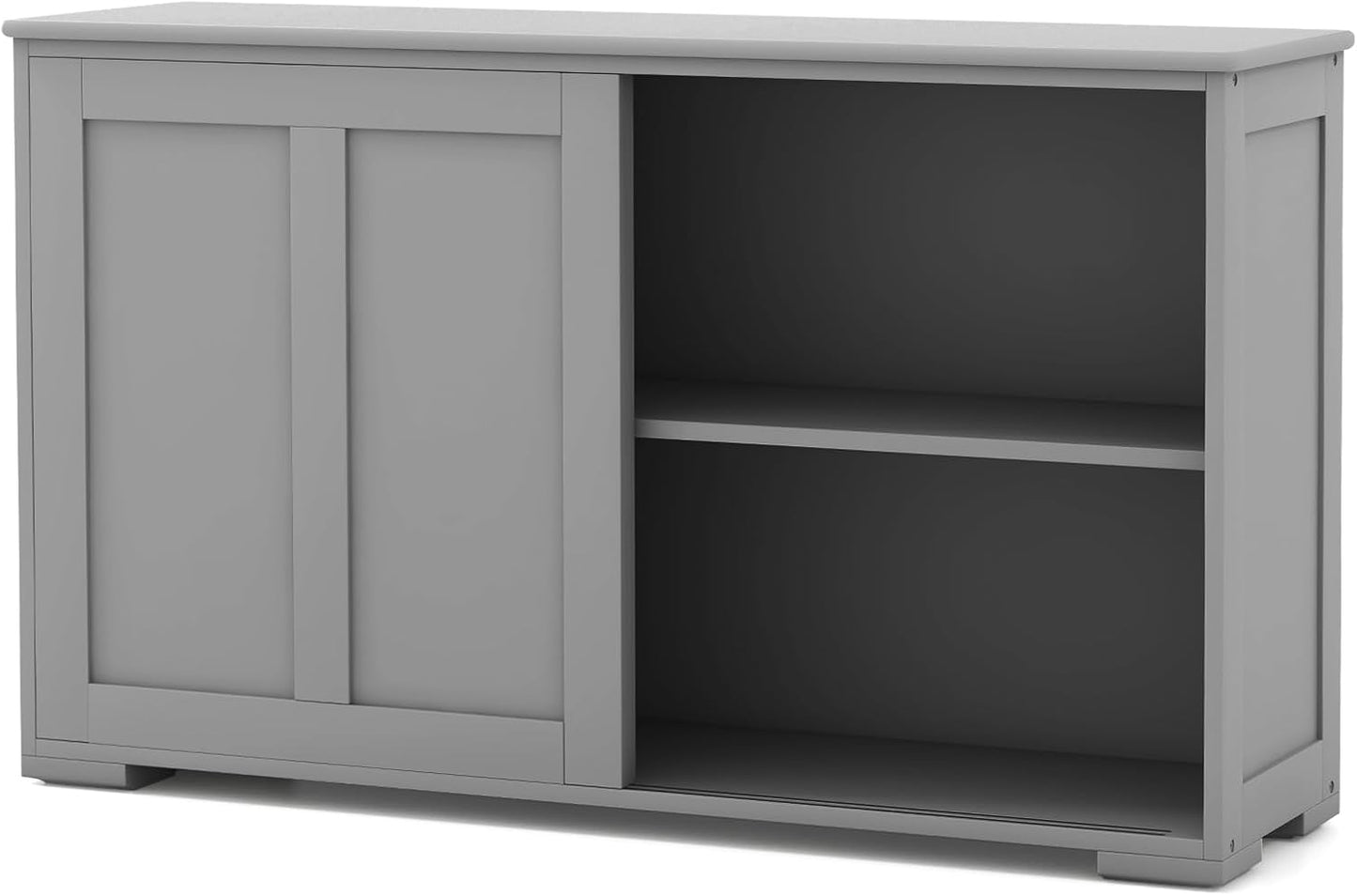 Costzon Sideboard Buffet Cabinet, Wooden Kitchen Storage Cabinet with Adjustable Shelf, Sliding Barn Door, Accent Coffee Bar Cabinet Console Table for Living Room, Dining Room, Hallway (Grey)