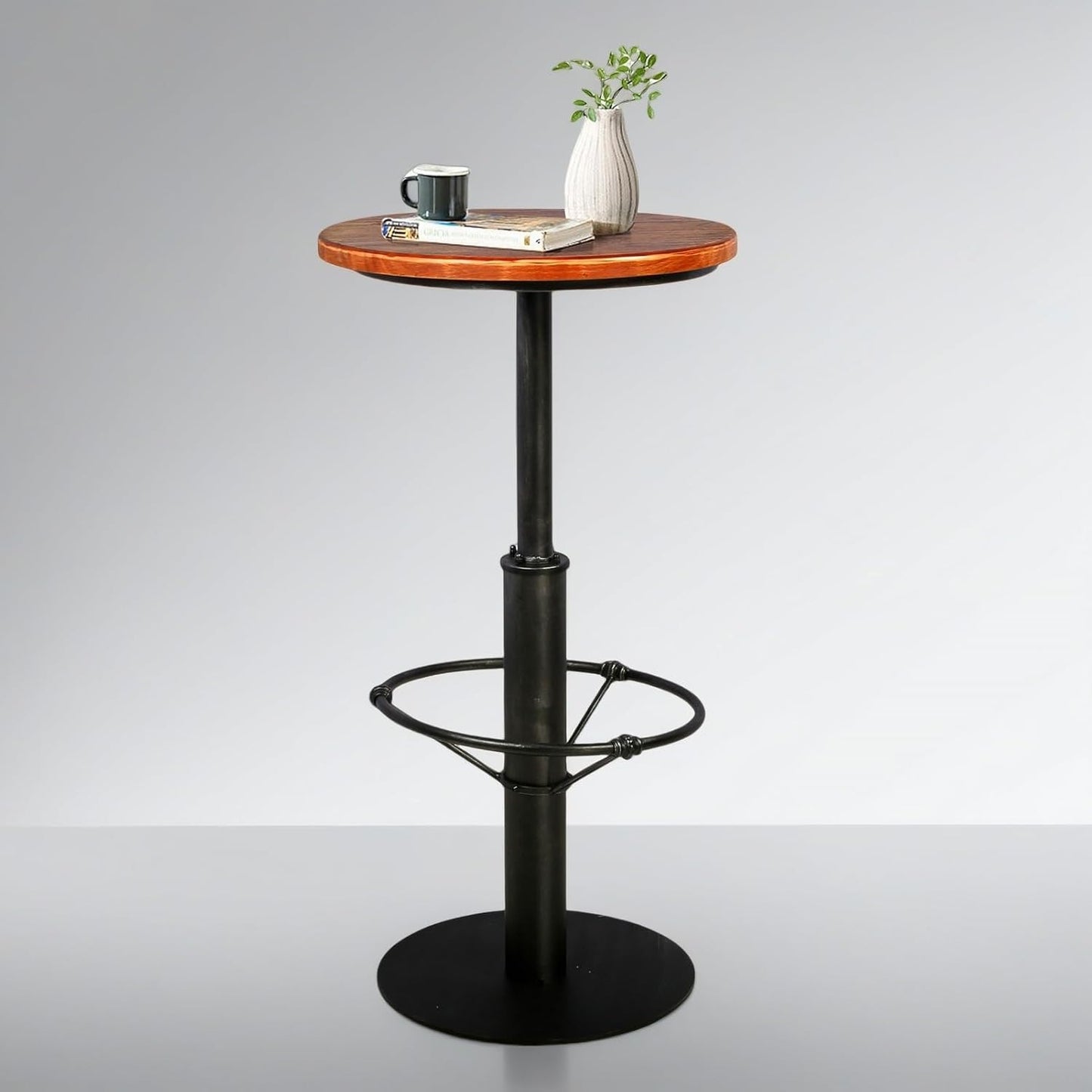 Vintage Industrial Bar Table 42" H, Round Wooden Top Metal Bar Standing Pub Table Kitchen Dining Coffee Bistro Table