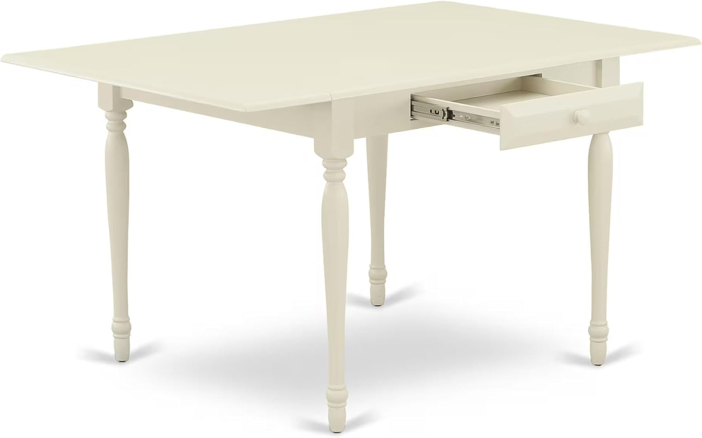 East West Furniture MZCL3-LWH-W 3 Piece Dinette Set for Small Spaces Contains a Rectangle Dining Table with Dropleaf and 2 Dining Chairs, 36x54 Inch, Linen White