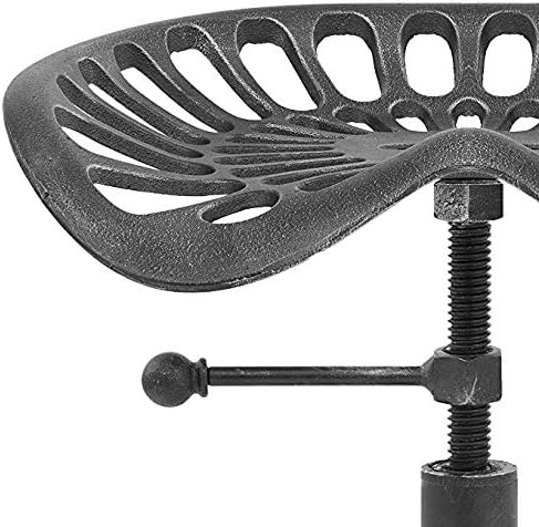 LOKKHAN Rustic Industrial Bar Stool - Cast Iron Tractor Seat 19.7" to 26.8" Counter Height Adjustable Swivel Farmhouse Breakfast Chairs - Metal Design - Perfect for Kitchen, Dining Room, and Home Bar