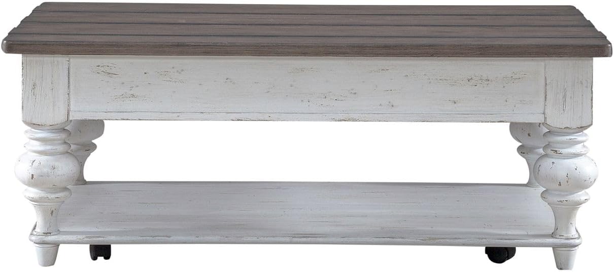 Liberty Furniture River Place Living Room Cocktail Table - Riverstone White & Tobacco