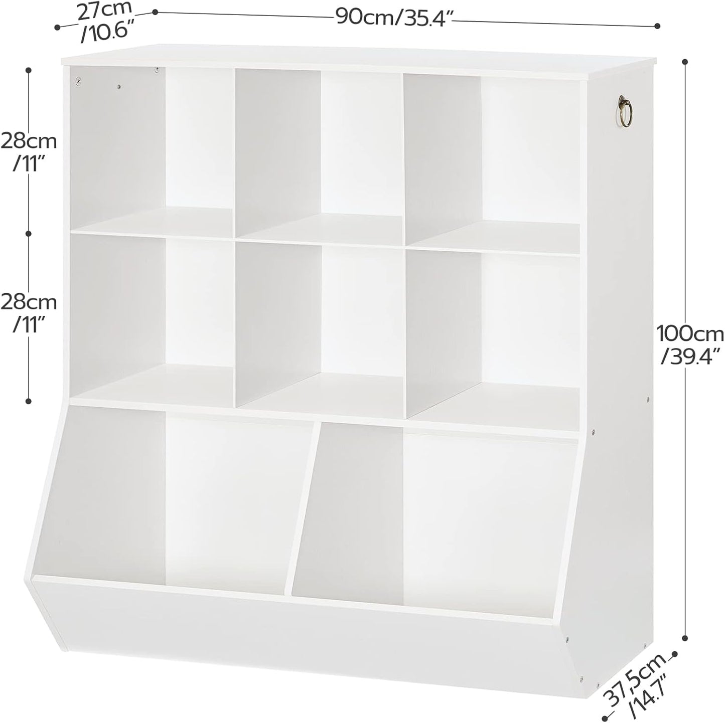 HOOBRO Kids Bookshelf, Toy Storage Organzier with 8 Cubicles, Bookcase Footboard, Bookshelf for Kids, for Playroom, Nursery, Bedroom, and School, White WT35CW01G1