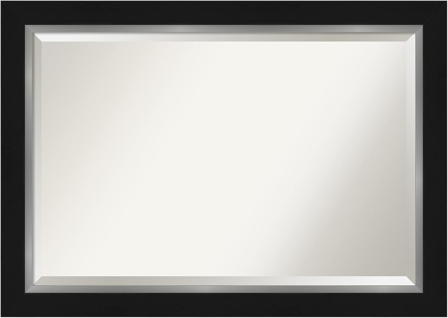 Amanti Art Black Bathroom Mirror for Over Sink, 30x42 Eva Black Silver Rectangle Vanity Mirror, Large Modern Contemporary Frame, Hangs Horizonally and Vertically, Bathroom Wall Decor, Beveled Edge