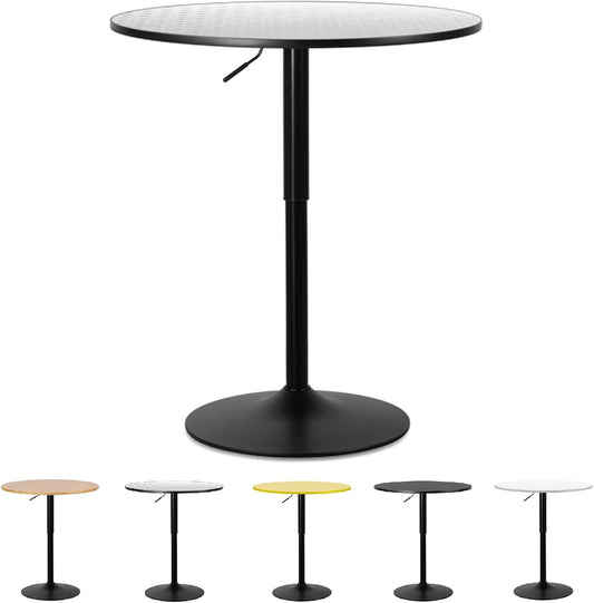 Athena Collection Modern Bar Table Round Top Height Adjustable, Tall Bistro Pub Cocktail Table Height Top and Sturdy Base, Suitable for Home Kitchen Pub Restaurant Outdoor, Silver