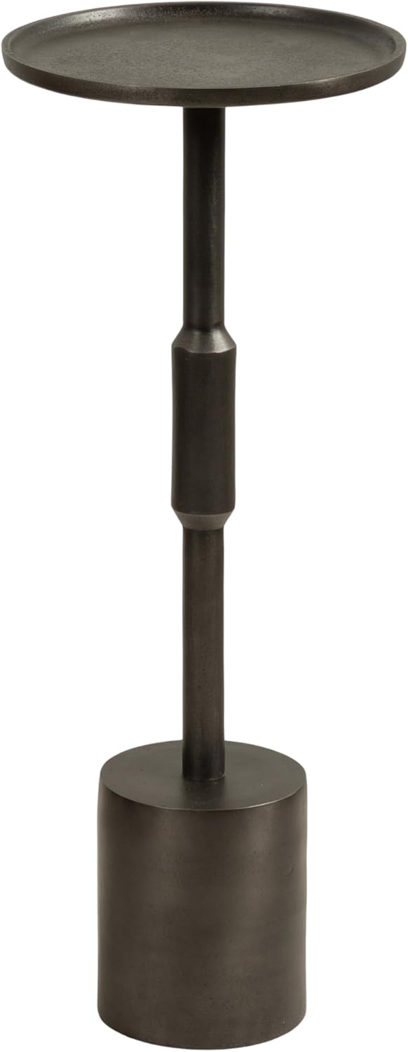 Kate and Laurel Truxton Modern Round Metal Drink Table, 9 x 9 x 22, Graphite, Industrial Cast Aluminum Pedestal Table for Use as Indoor Plant Stand or Living Room Decor