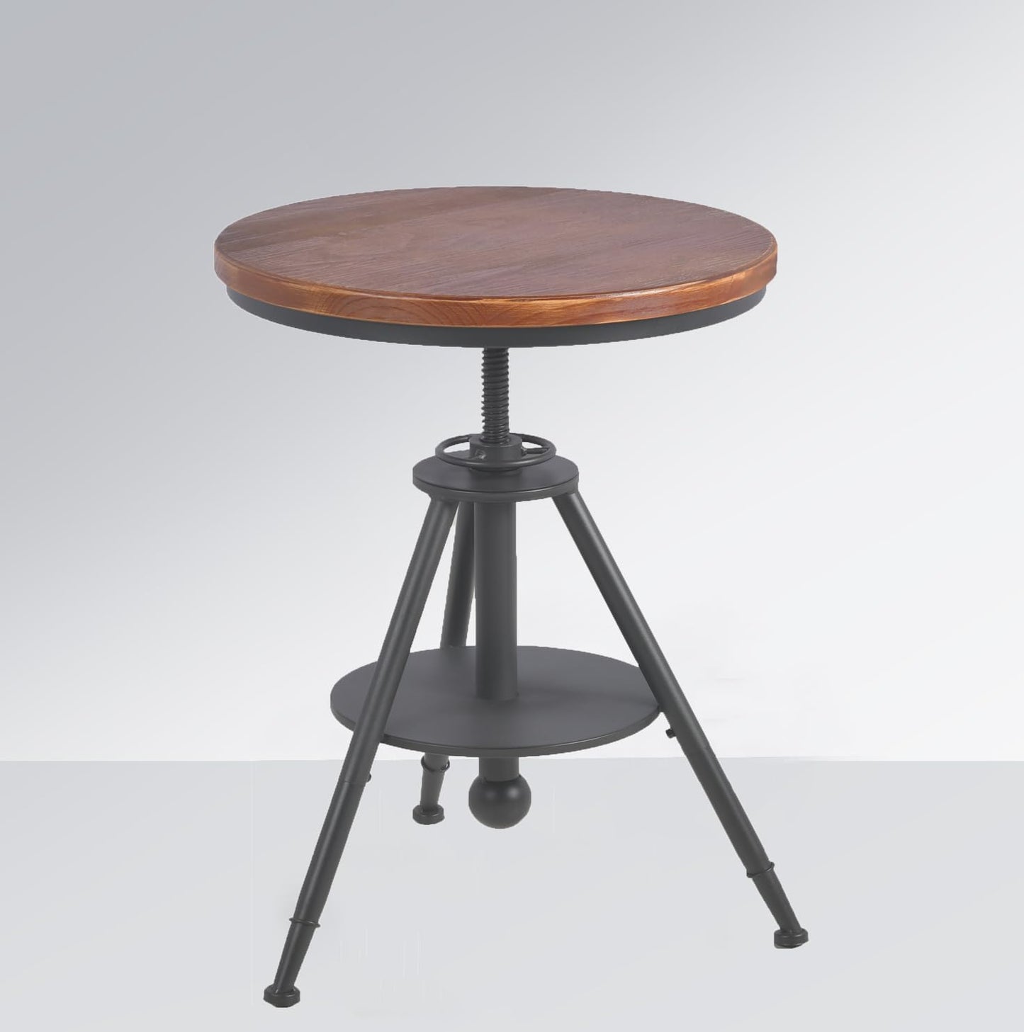 Dia 19.7" Round Pub Table Height Adjustable with 360 Swivel Solid Wood Tabletop for Dining Bistro Cafe Home Bar, Rustic Brown