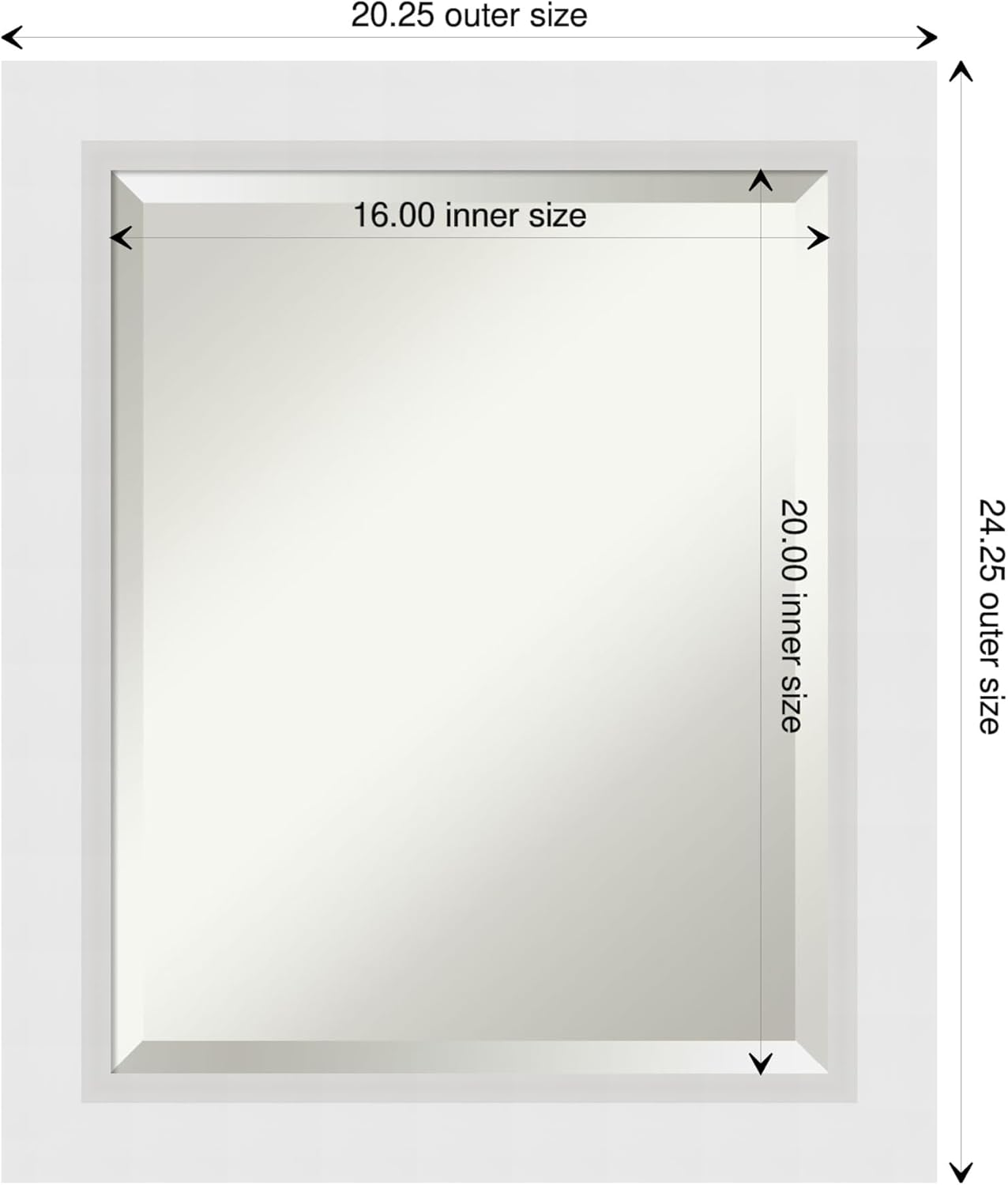 Amanti Art White Bathroom Mirror for Over Sink, 24x20 Blanco White Rectangle Vanity Mirror, Small Modern Contemporary Wood Frame, Hangs Horizonally and Vertically, Bathroom Wall Decor, Beveled Edge