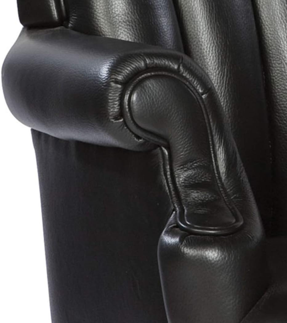 Hekman Furniture Executive Leather Chair Black Color, Highly Supportive Back Heavy Duty Wheels Pneumatic Mechanism Smooth Movement, Floor Mount Wide Seat Idle Movable Chair for Office & Home