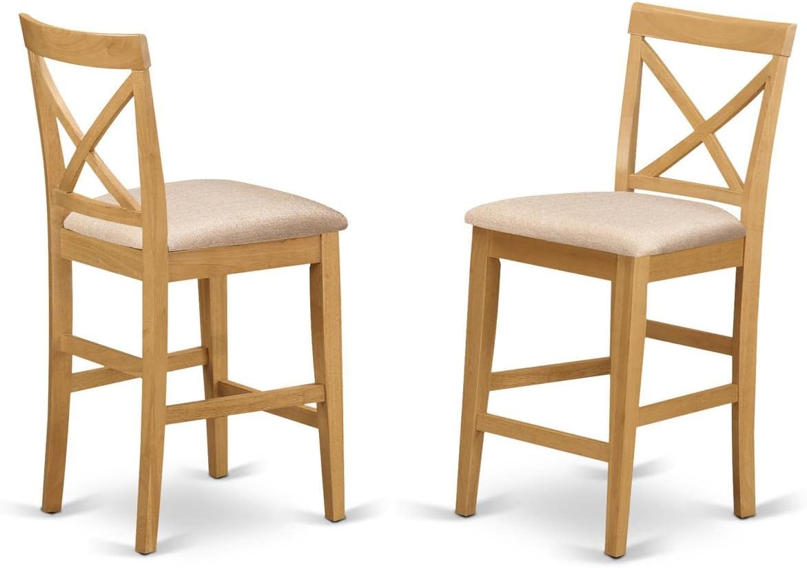 East West Furniture YAPB5-OAK-C 5 Piece Kitchen Counter Height Dining Table Set Includes a Rectangle Dining Room Table and 4 Linen Fabric Upholstered Chairs, 30x48 Inch, Oak