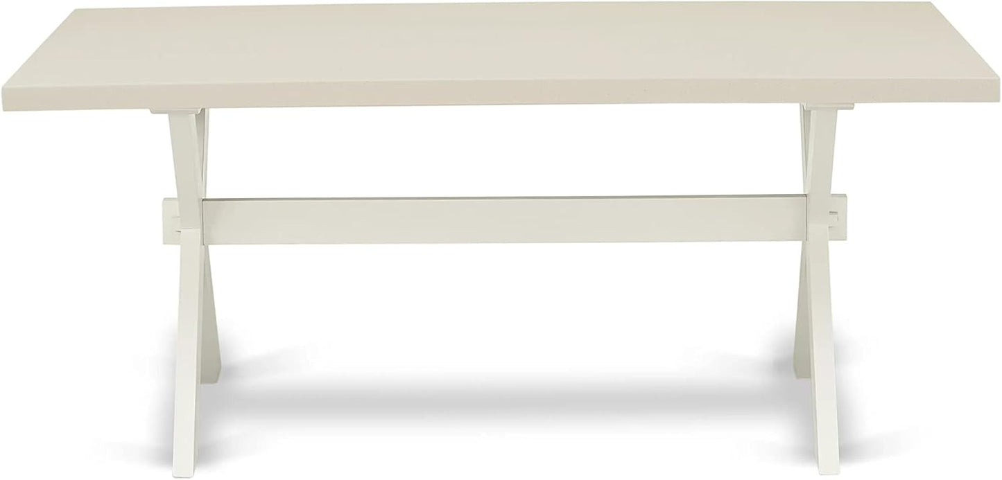 East West Furniture X027EN206-5 5 Piece Dining Table Set for 4 Includes a Rectangle Kitchen Table with X-Legs and 4 Dark Shitake Linen Fabric Parsons Dining Chairs, 40x72 Inch, Multi-Color