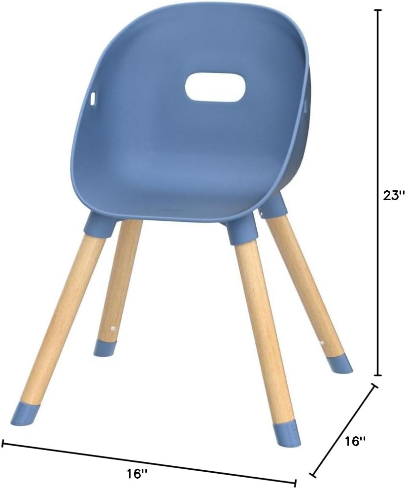 Lalo The Play Chair, Wooden and Non-Toxic Plastic Kids and Toddler Chair - Sturdy Bucket Seat and Easy to Clean Kids Chair with up to 200 lb. Weight Capacity, Set of 2 - Blueberry