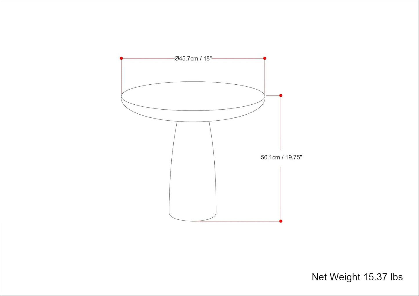 SIMPLIHOME Dominique Metal Table in Antique Brass, 18-inch Round, 19.75-inch Tall, Cast Aluminum Side Table for Living Room, Bedroom, Fully Assembled