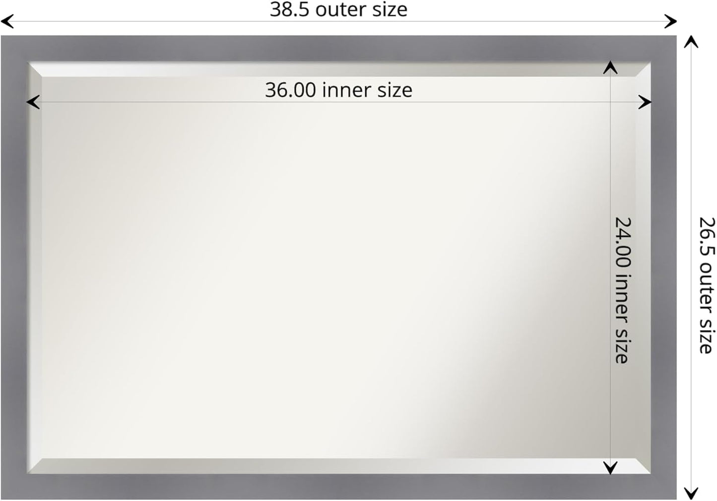 Amanti Art Grey Wall Mirror 27x39 Edwin Grey Rectangle Bathroom Mirror for Wall Decor Living Room, Large Casual Wood Frame, Hangs Horizonally and Vertically, Bathroom Decor, Beveled Edge from WI, USA