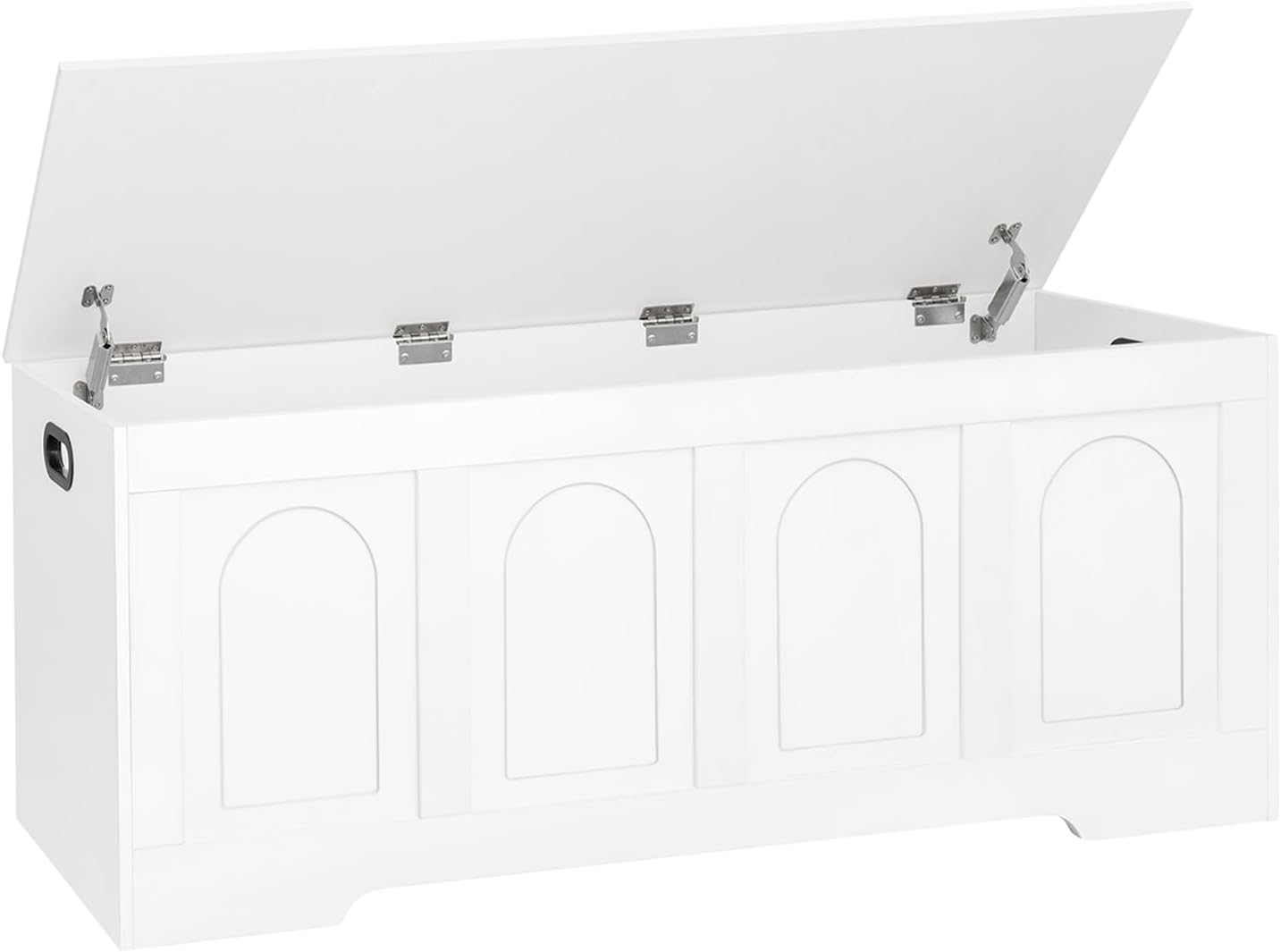 DINZI LVJ Storage Chest, 47.2”Wooden Storage Box with 2 Safety Hinges, Entryway Shoe Bench with Flip-Top, Large Trunk for Living Room, Bedroom, Easy Assembly, White