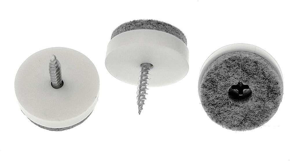 ALIMITOPIA 40pcs Screw-on Furniture Felt Pad Chair Glide Slider Hardwood Floor Protector for Wooden Leg Feet of Chair Table Furniture(Φ24mm or 0.95";White)