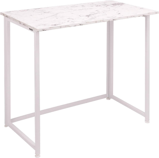 Leopard Outdoor Products Folding Computer Desk for Small Spaces, Space-Saving Home Office, Foldable Laptop Table, Writing Desk, Compact Study Reading Table (Marble White)