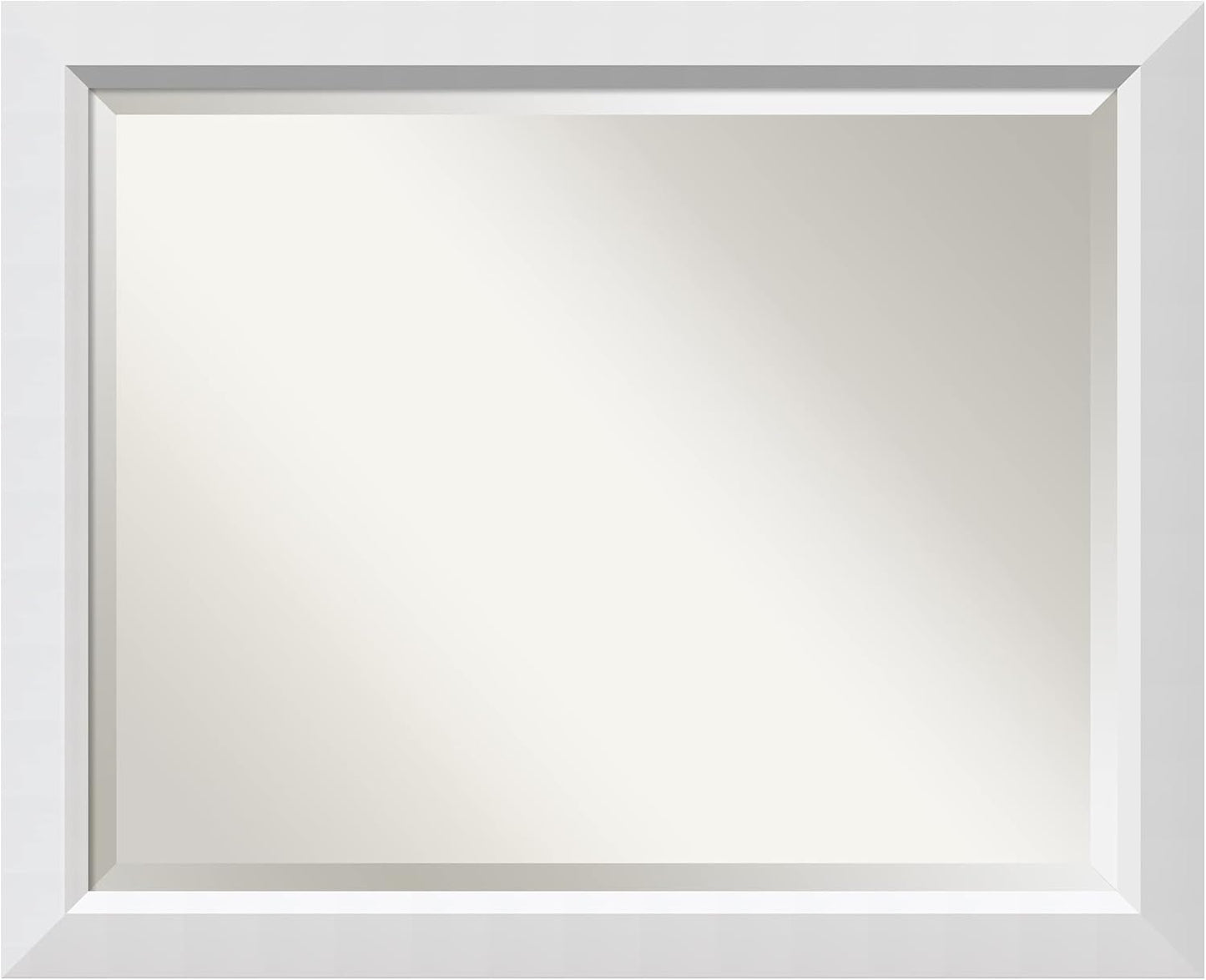 Amanti Art White Bathroom Mirror for Over Sink, 26x32 Blanco White Rectangle Vanity Mirror, Large Modern Contemporary Wood Frame, Hangs Horizonally and Vertically, Bathroom Wall Decor, Beveled Edge