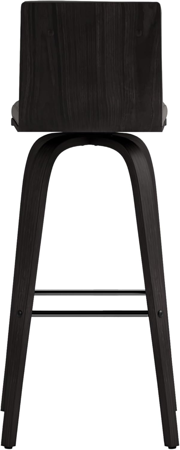 Armen Living size color options Vienna 30" Bar Height Barstool Brushed Wood Finish Faux Leather, Grey/Black