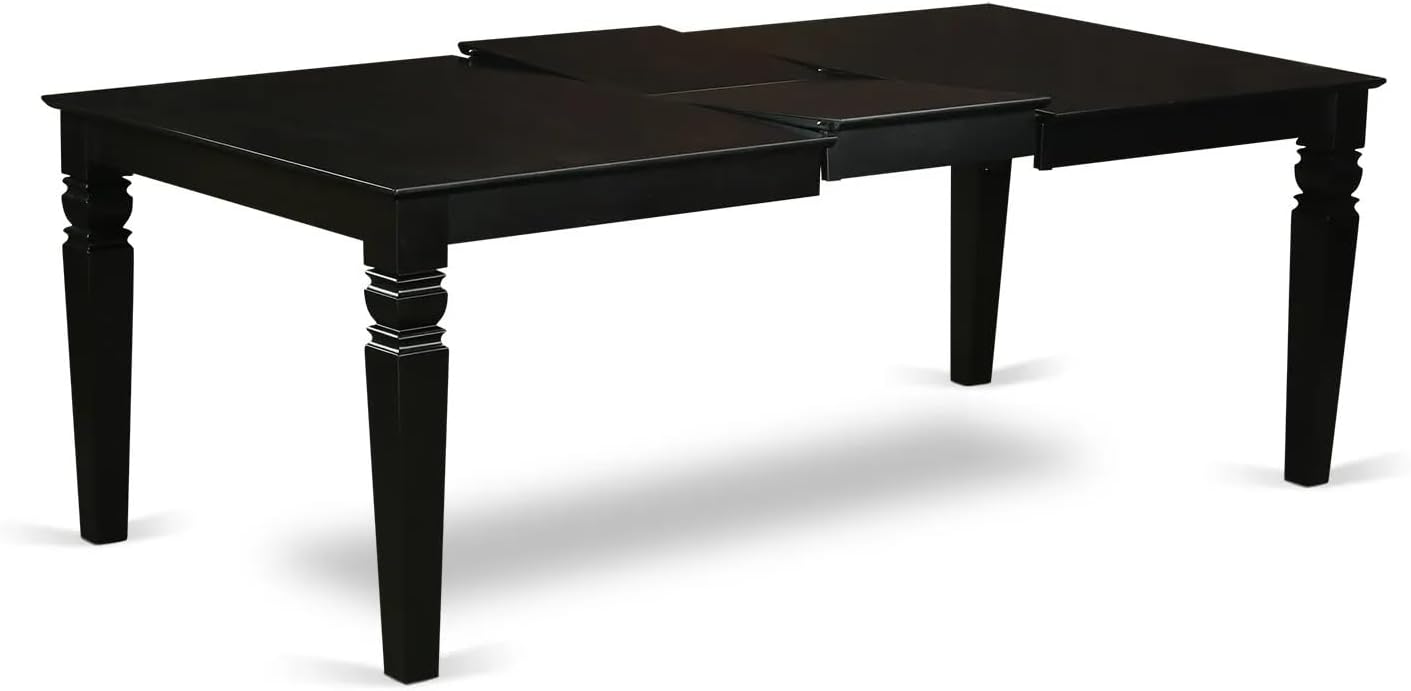 East West Furniture LGX29-BLK-30 -9 Piece Dining Set Includes a Rectangular Kitchen Table with Black Tabletop and 8 Stackable Polyester Fabric Chairs, Black