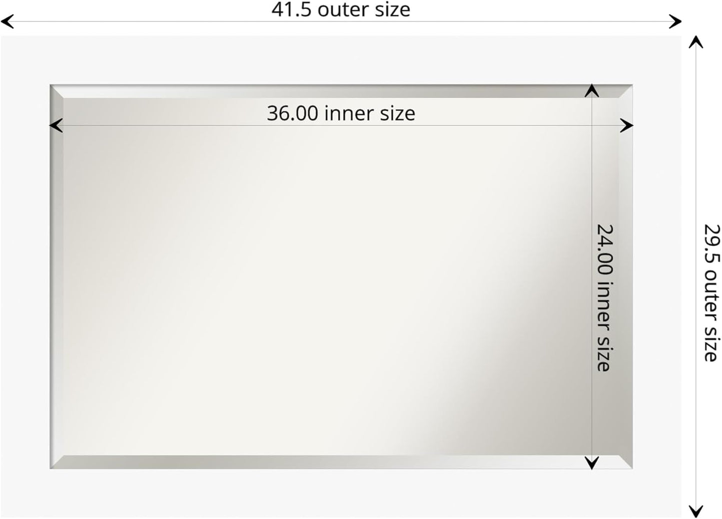 Amanti Art White Bathroom Mirror for Over Sink, 30x42 Basic White Rectangle Vanity Mirror, Large Casual Wood Frame, Hangs Horizonally and Vertically, Bathroom Wall Decor, Beveled Edge from WI, USA