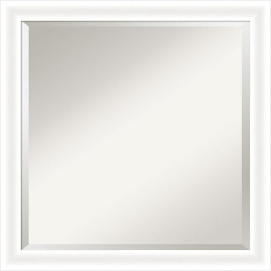 Amanti Art White Bathroom Mirror for Over Sink, 23x23 Oliver White Narrow Square Vanity Mirror, Medium Modern Wood Frame, Hangs Horizonally and Vertically, Bathroom Wall Decor, Beveled Edge