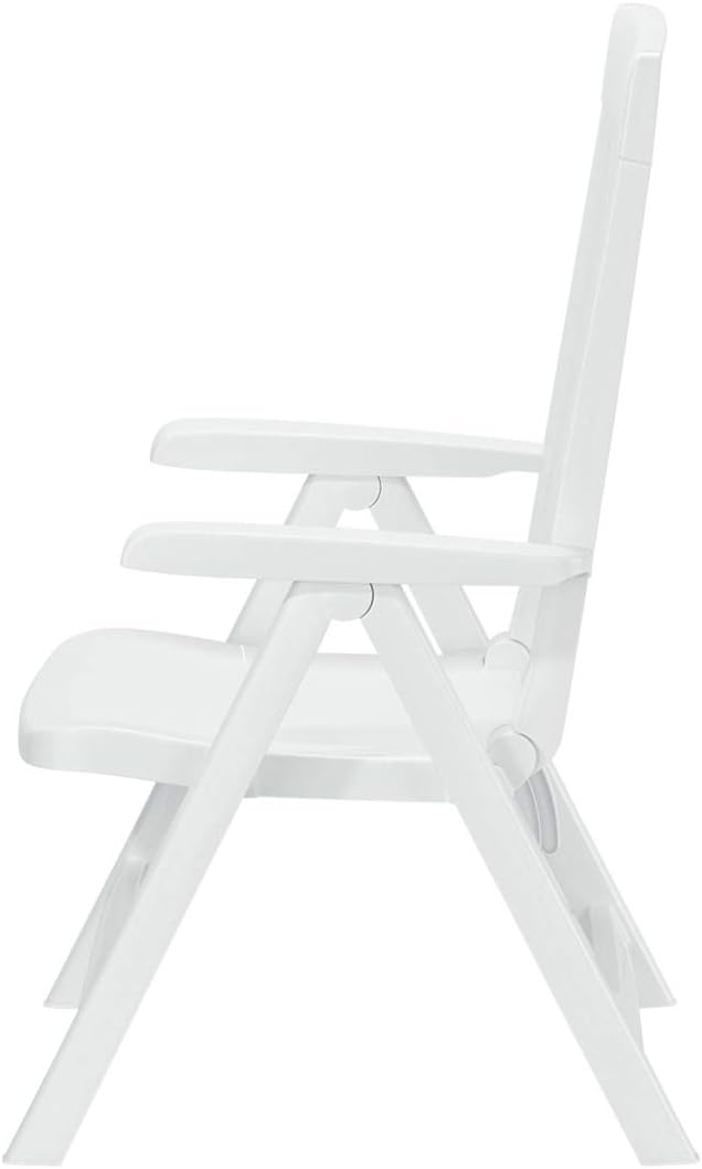 KETTLER White Plastic Lawn Chair, Premium German Made Folding Armchair, Contoured Seat with Multiple Positions, Outdoor Patio Furniture 4-Position Folding Chair Snow-White