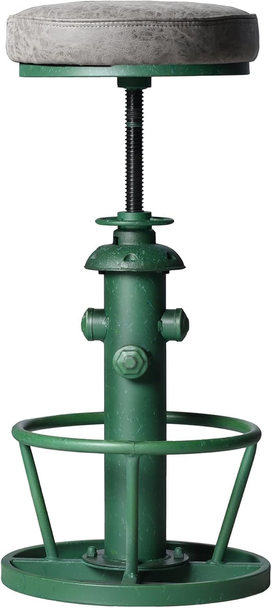 Vintage Bar Stool with Swivel PU Seat 25-31inch Height Adjustable Farmhouse Kitchen Island Stool Industrial Coffee Chairs Extra Guest Seating