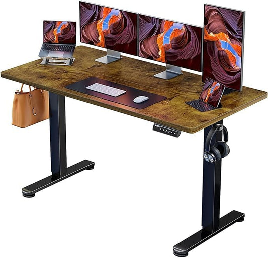 ErGear Electric Standing Desk, 55 x 27.5 inches, Height Adjustable Computer Desk with Memory Smart Panel, Vintage Brown