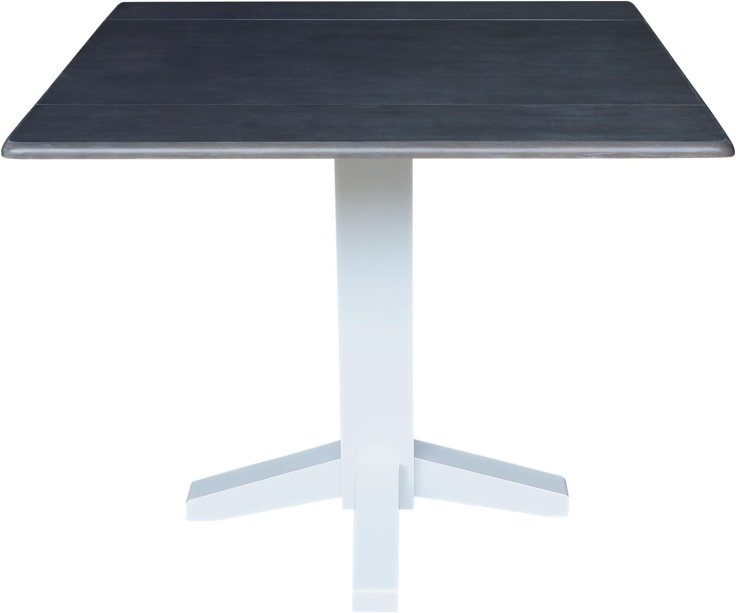 IC International Concepts Solid Wood 36" Square Dual Drop Leaf Dining Table, White/Heather Gray