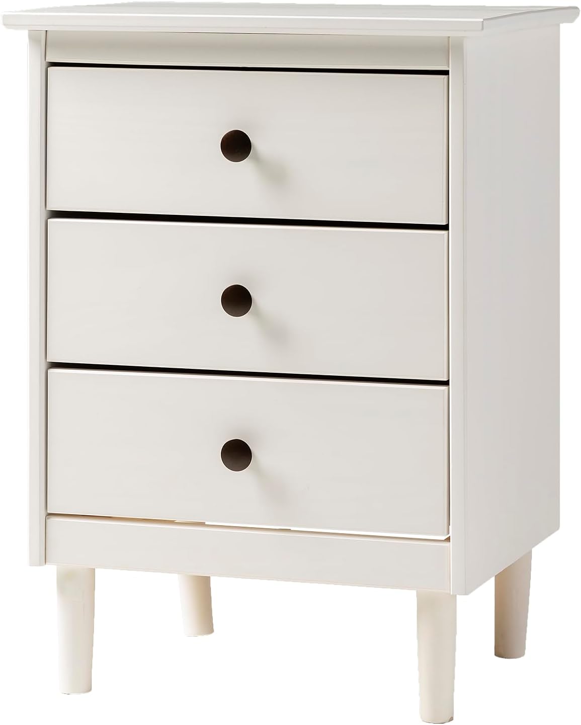 Walker Edison Traditional Wood 3 Drawer Nightstand Side Table Bedroom Storage Drawer and Shelf Bedside End Table, 18 Inch, White