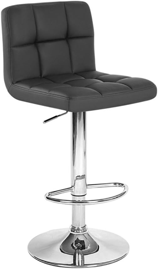 Roundhill Furniture Swivel Black Bonded Leather Adjustable Hydraulic Bar Stool, Set of 2