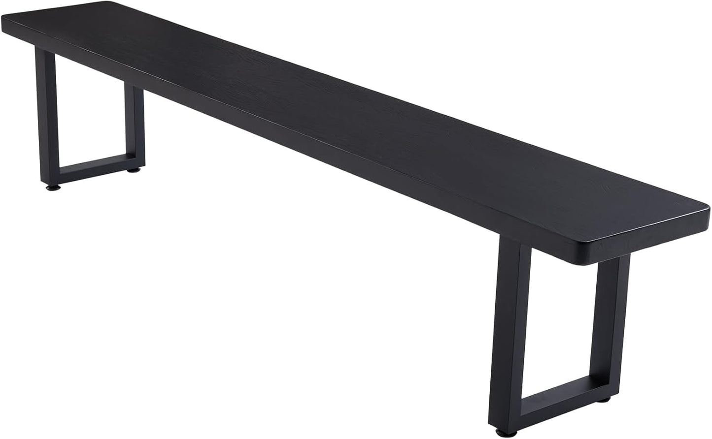 Modern Solid Wood Dining Table with Metal Base Stylish Durable Dining Room Table in Black Multiple Sizes Home Use Office Desk (Bench Black, 78.74in)