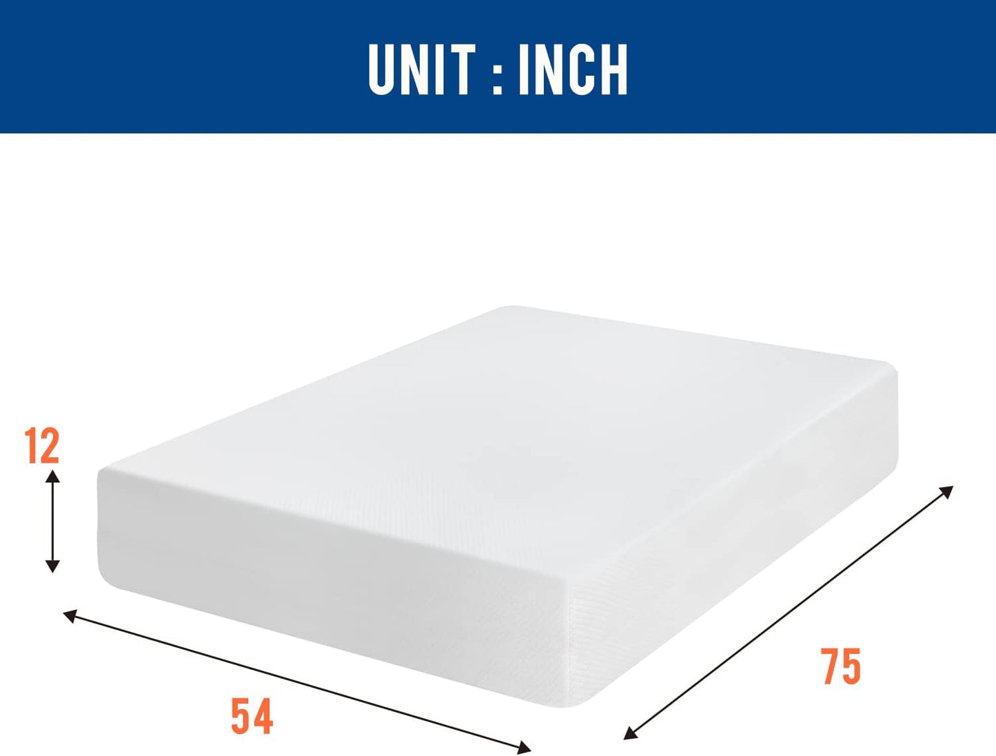 FDW | 12 Inch Full Mattress | Medium Firm | Gel Memory Foam Mattress | White | Bed in a Box, CertiPUR-US Certified | Pressure Relief, Cooling Ventilated Foam | Washable Removable Cover