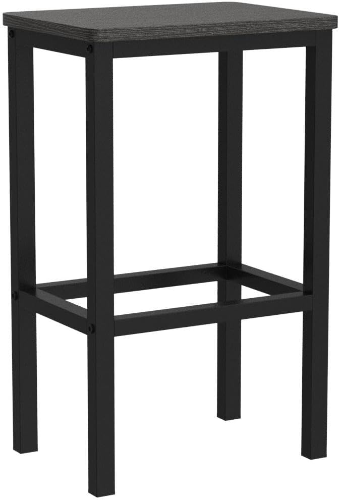 VASAGLE Bar Stools, Set of 2 Bar Chairs, Kitchen Breakfast Bar Stools with Footrest, Industrial in Living Room, Party Room, Charcoal Gray and Black ULBC065B04