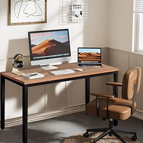 Boardest Modern Simple Computer Desk, 48 inch Vintage Office Desk Computer Table, Study Writing Study Desk Workstation for Home Office, Walnut and Black(48x24 Inches,)