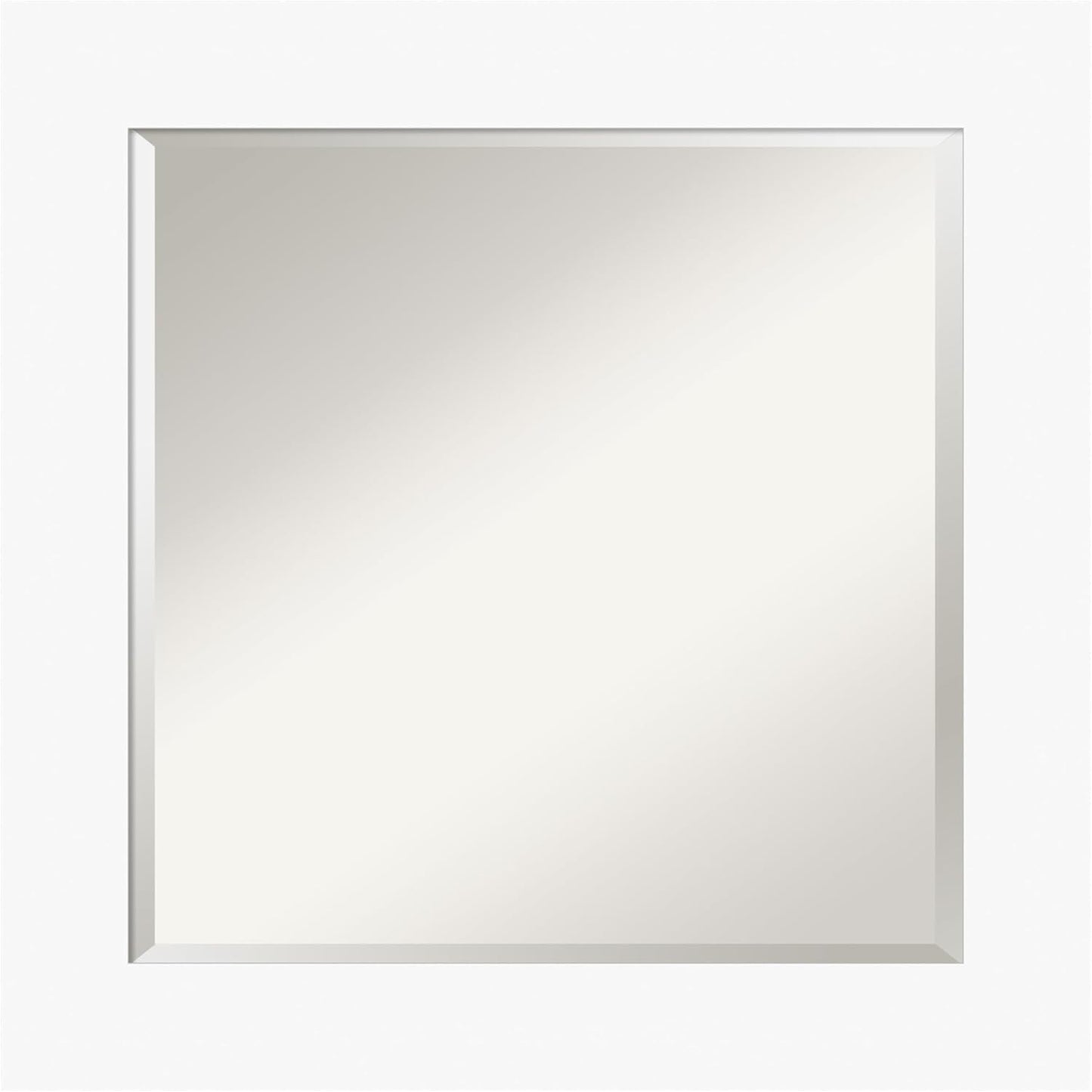 Amanti Art White Bathroom Mirror for Over Sink, 26x26 Basic White Square Vanity Mirror, Medium Casual Wood Frame, Hangs Horizonally and Vertically, Bathroom Wall Decor, Beveled Edge from WI, USA