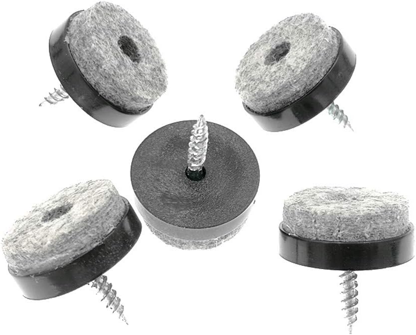 ALIMITOPIA 40pcs Screw-on Furniture Felt Pad Chair Glide Slider Hardwood Floor Protector for Wooden Leg Feet of Chair Table Furniture(Φ28mm or 1.1";Black)