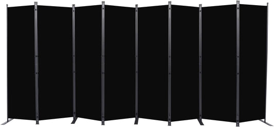 Room Divider, 8 Panel Folding Privacy Screens with Wider Support Feet, 6 Ft Portable Room Partition for Room Separator, 176" W X 71" H, Black
