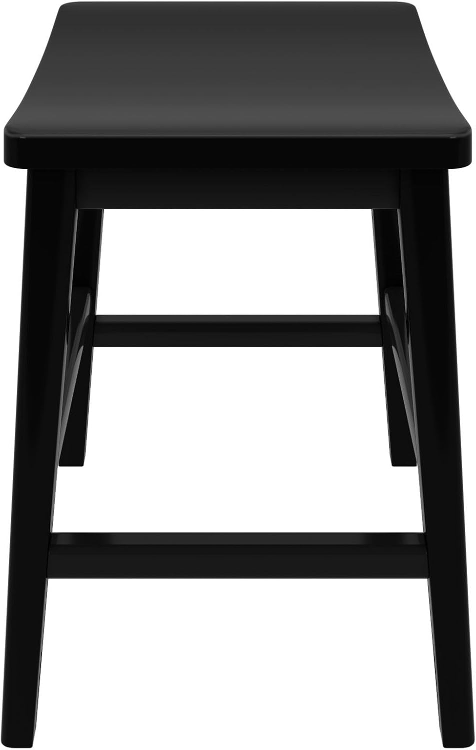 Plank+Beam Smythe Dining Stool, 18" Vanity Stools, Set of 2, Sturdy Wood Modern Kitchen Stool, Saddle Seat Backless Chair, Metal Footrest, Black