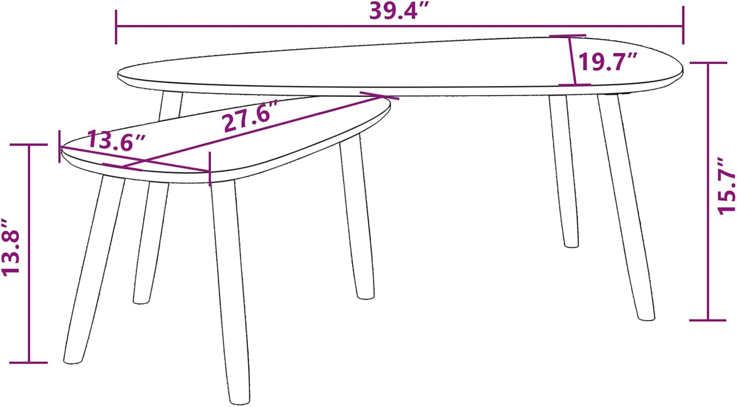 vidaXL Nesting Coffee Table 2 pcs, Side Tables with Solid Pine Wood Legs, Scandinavian Style End Table for Living Room, Brown