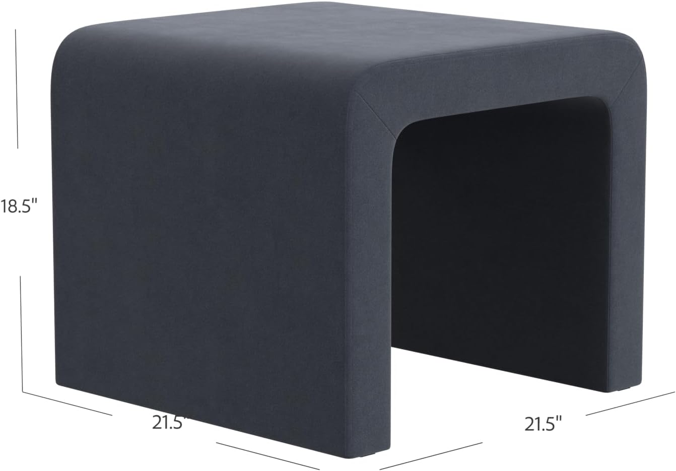 HomePop Modern Arch Velvet Ottoman Home Décor|Ottoman for Living Room & Bedroom - Steel Blue Velvet