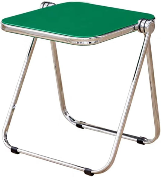Portable Folding End Table, Lightweight Half-Fold Design for Living Room, Bedroom and Small Spaces, Sturdy Acrylic and Metal Frame with No Assembly Required, Space-Saving Storage (Green)