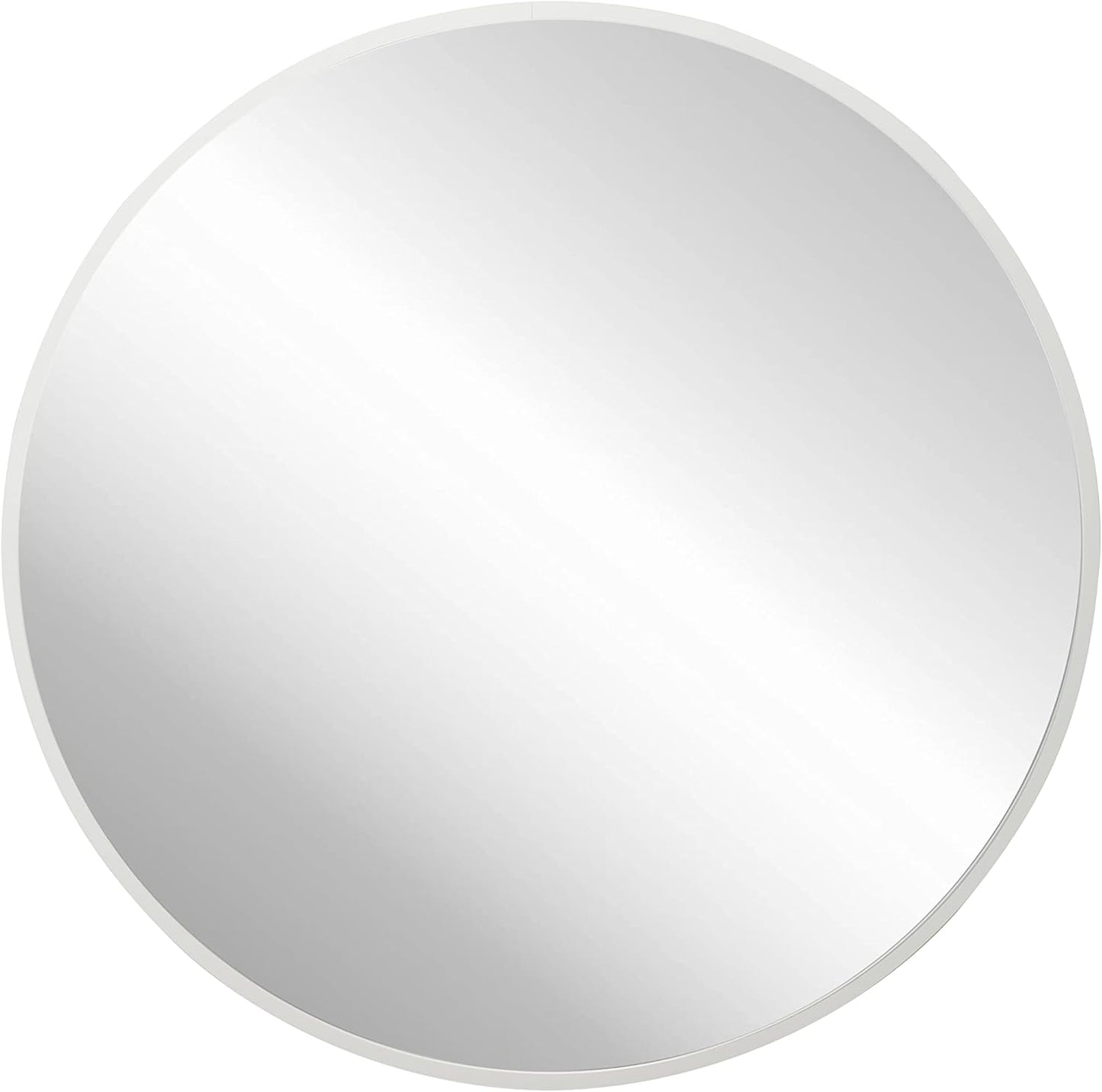 FrameWorks 20" Deluxe Contemporary White Circular Aluminum Mirror